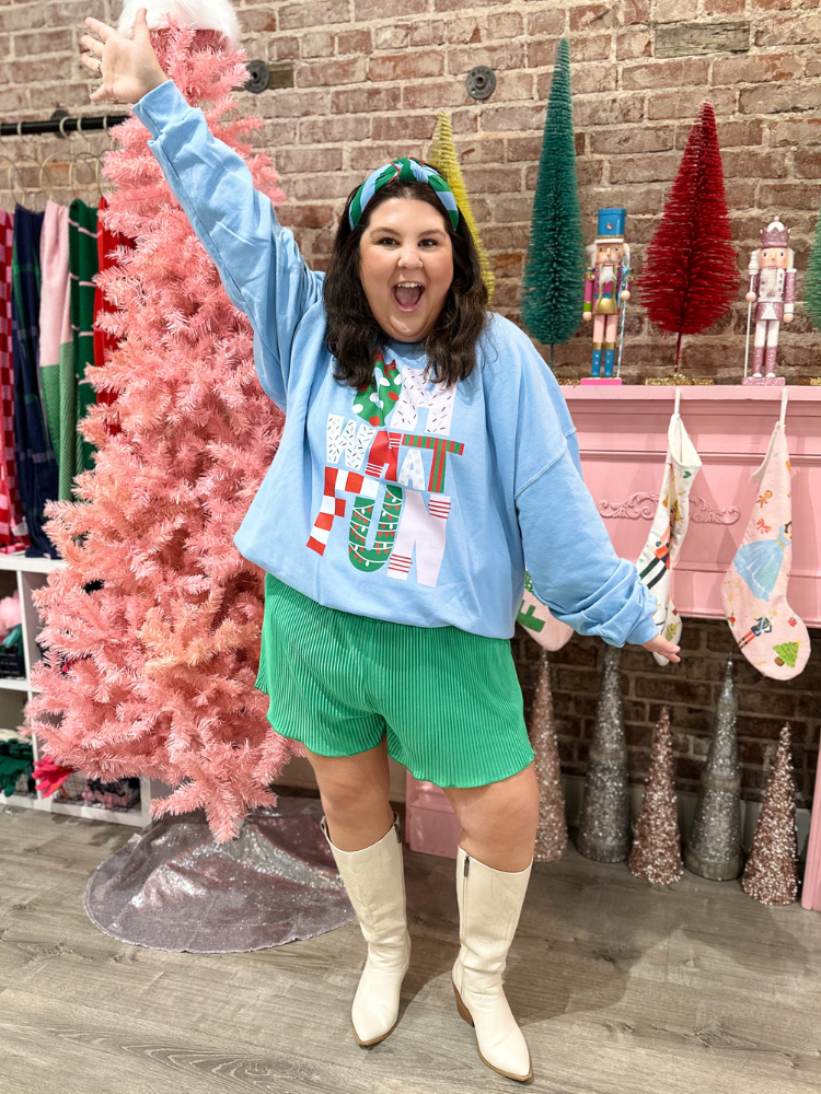 Oh What Fun Sweatshirt - Light Blue