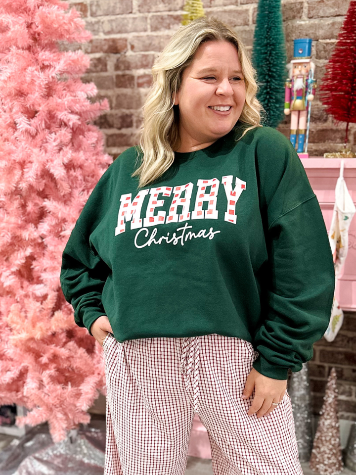 Merry Christmas Sweatshirt - Forrest Green