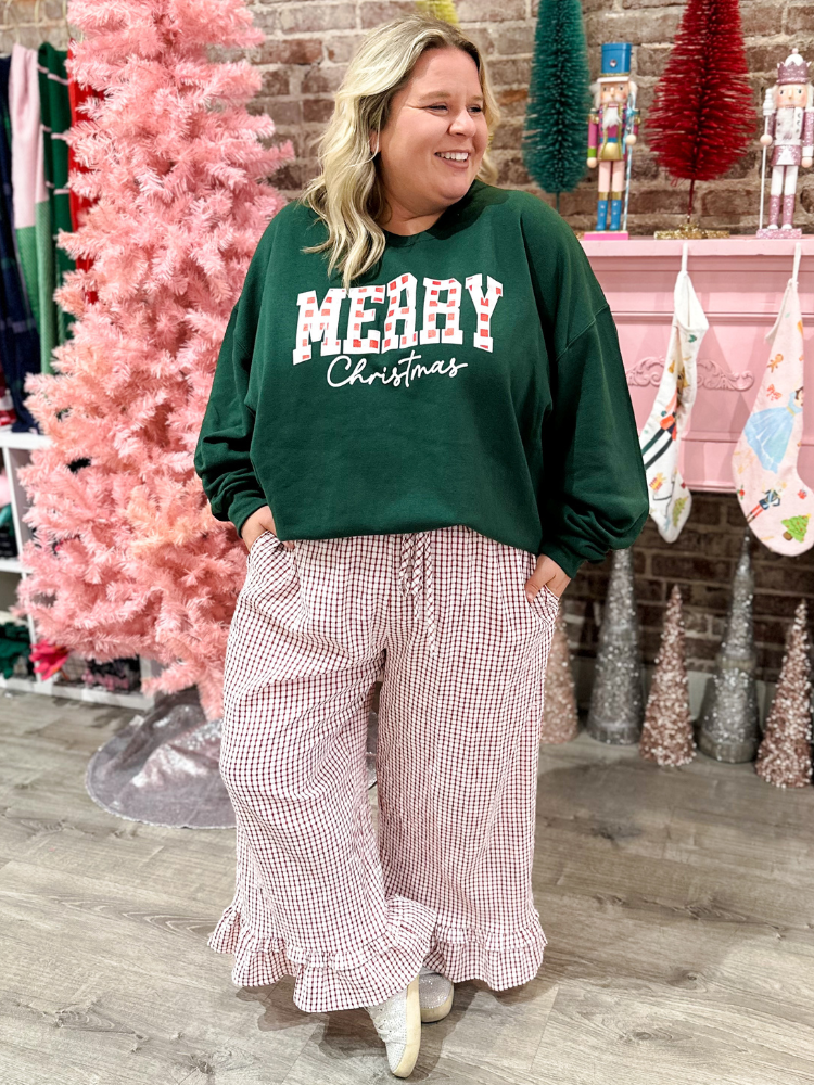 Merry Christmas Sweatshirt - Forrest Green