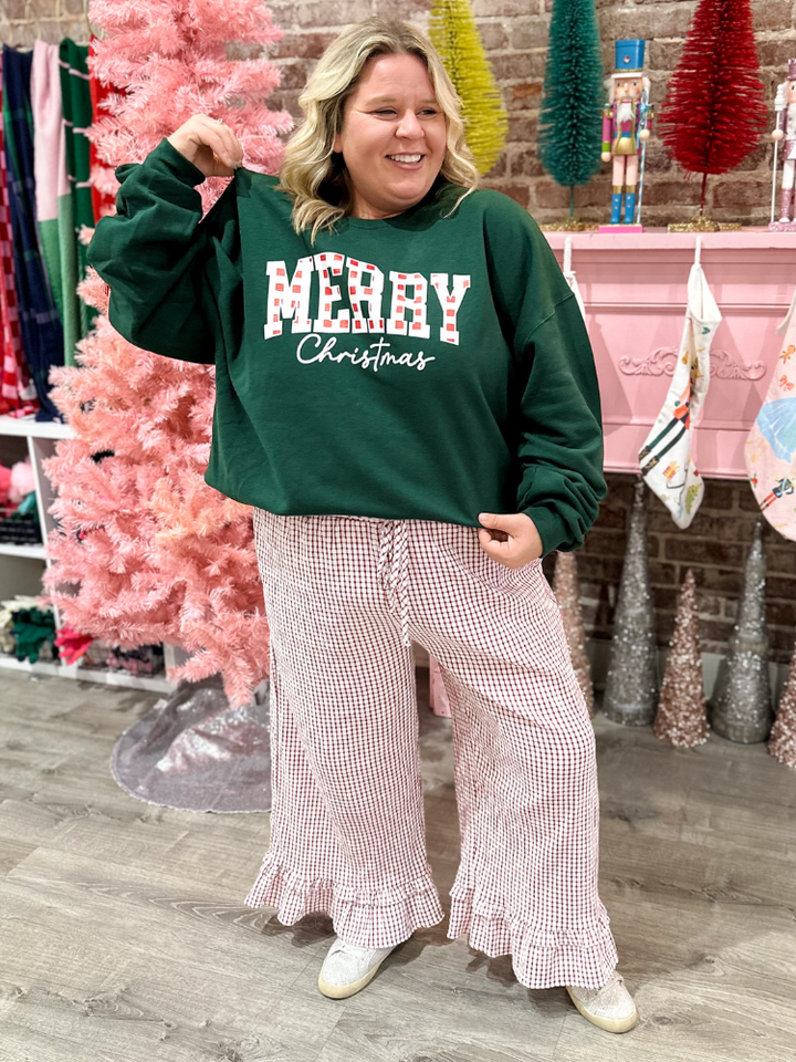 Merry Christmas Sweatshirt - Forrest Green