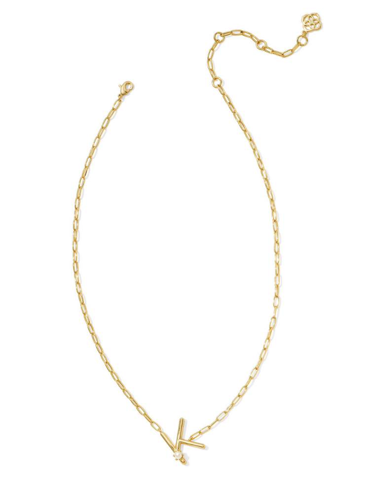 Kendra Scott Pearl Letter Necklace - Gold & Pearl