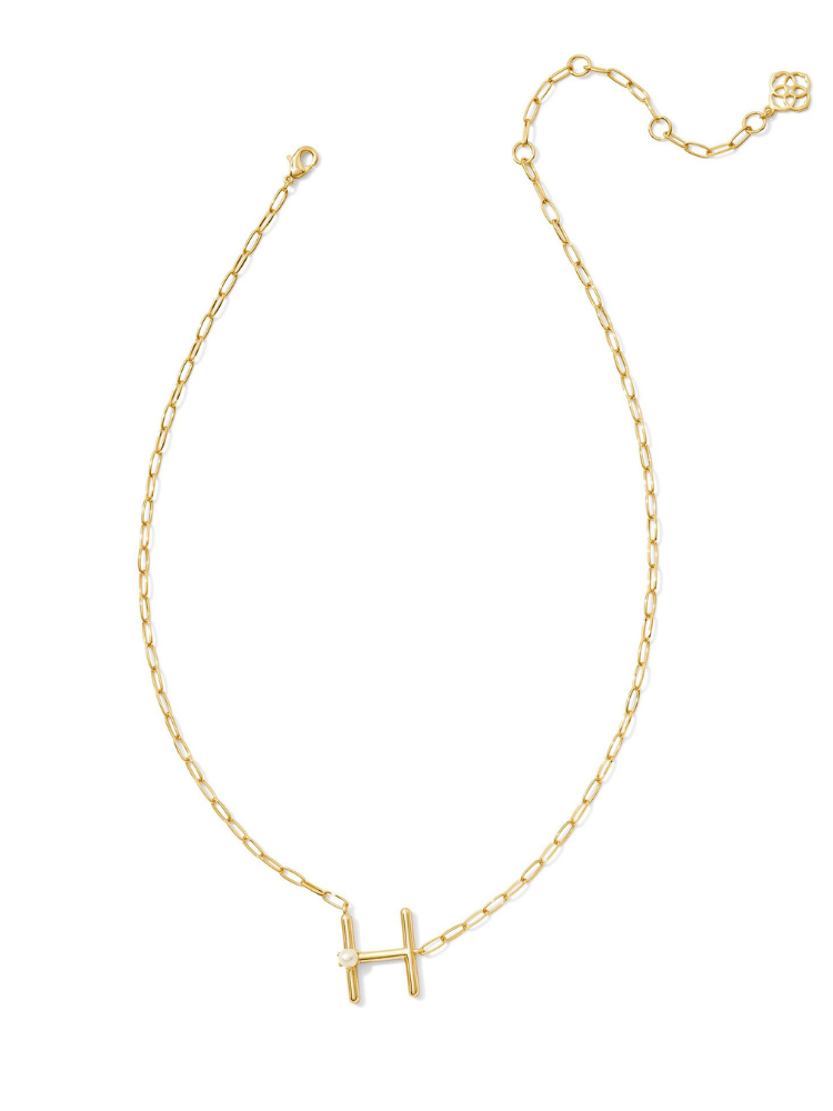 Kendra Scott Pearl Letter Necklace - Gold & Pearl