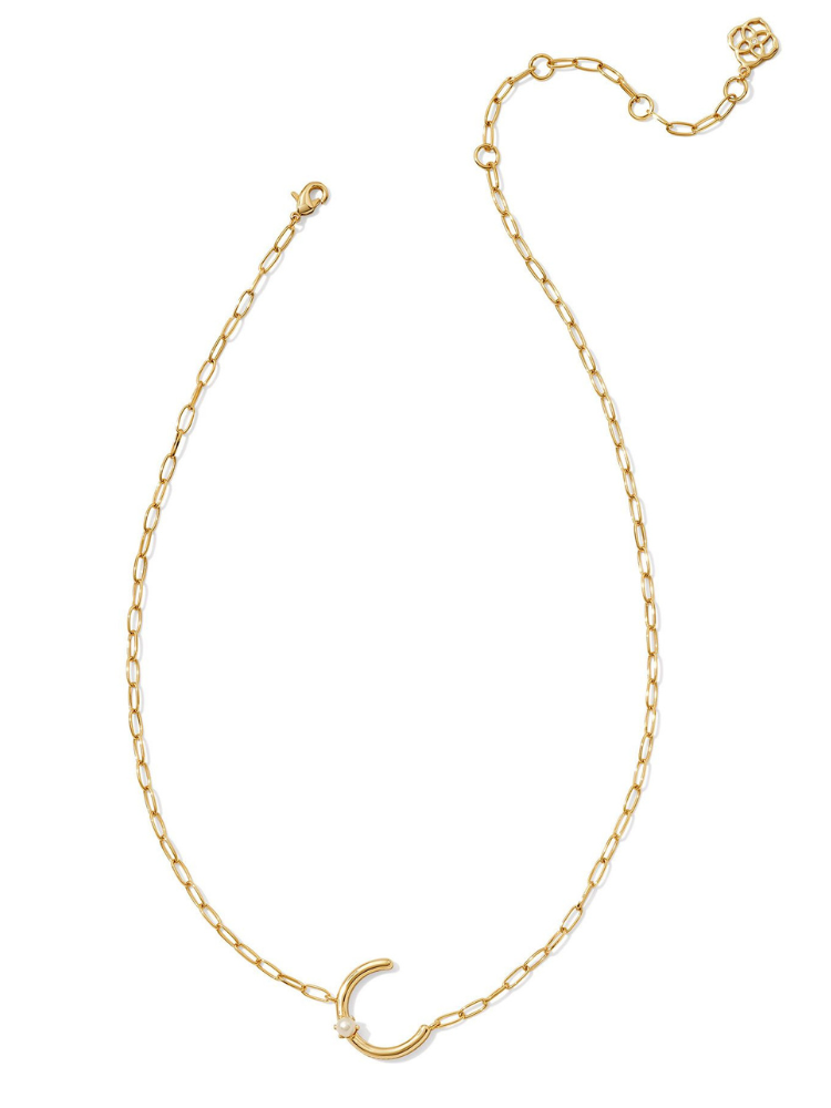 Kendra Scott Pearl Letter Necklace - Gold & Pearl