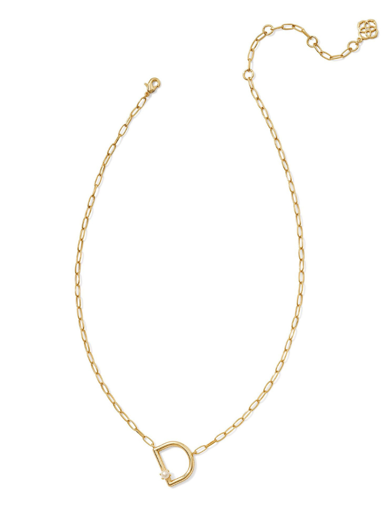 Kendra Scott Pearl Letter Necklace - Gold & Pearl