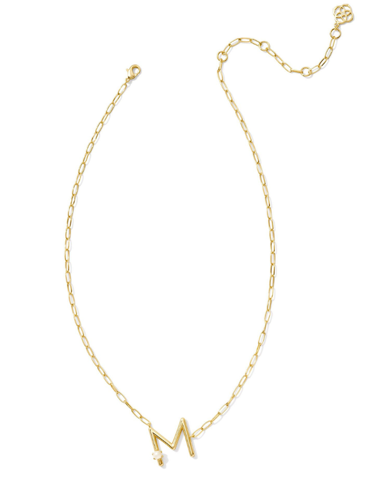 Kendra Scott Pearl Letter Necklace - Gold & Pearl