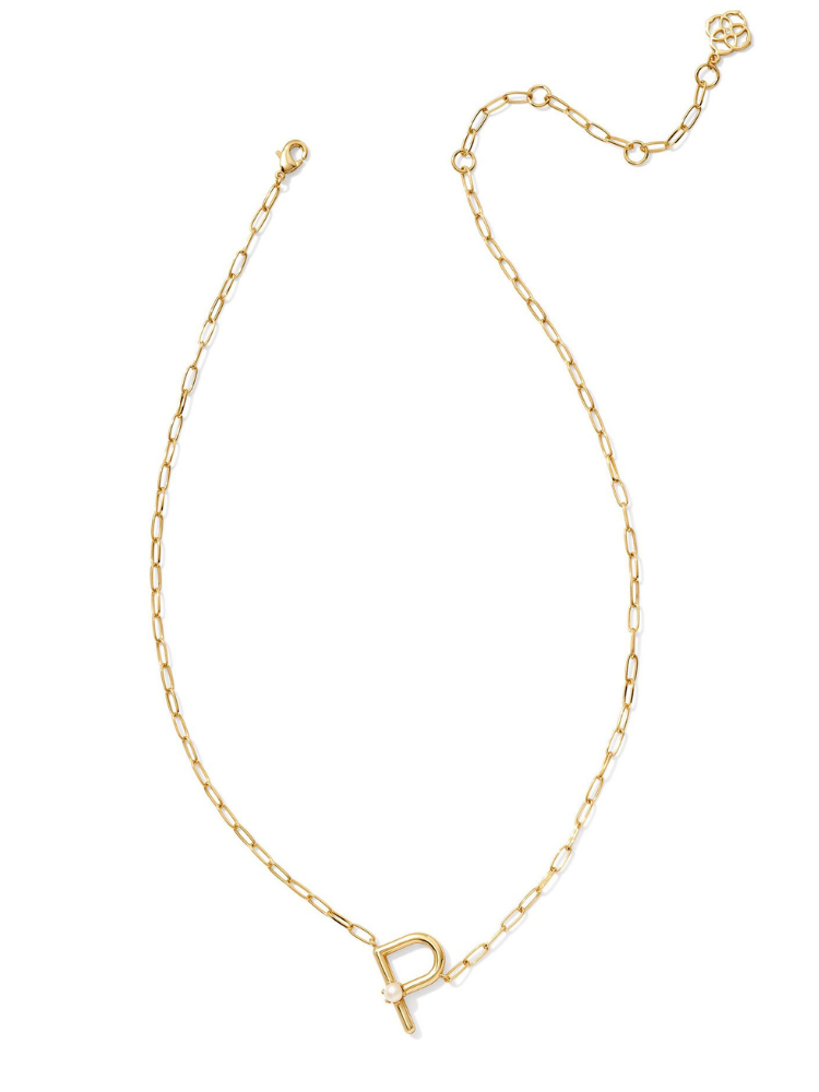 Kendra Scott Pearl Letter Necklace - Gold & Pearl