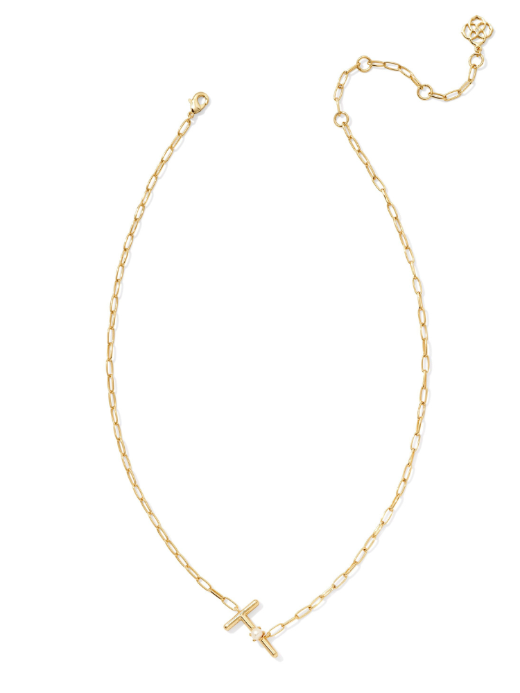 Kendra Scott Pearl Letter Necklace - Gold & Pearl