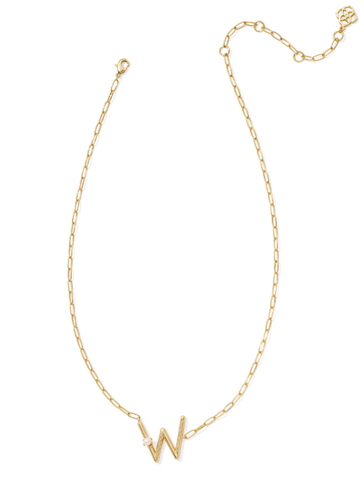 Kendra Scott Pearl Letter Necklace - Gold & Pearl