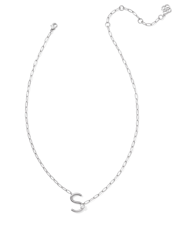 Kendra Scott Pearl Letter Necklace - Silver & Pearl