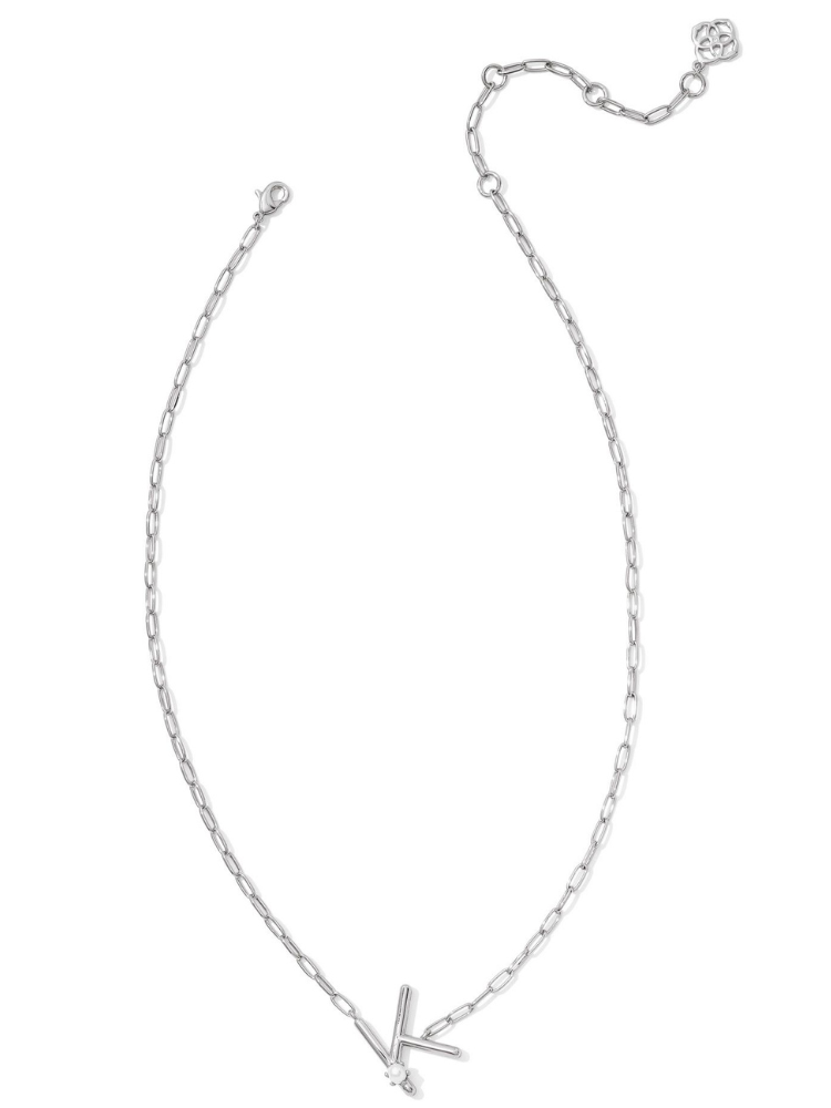 Kendra Scott Pearl Letter Necklace - Silver & Pearl