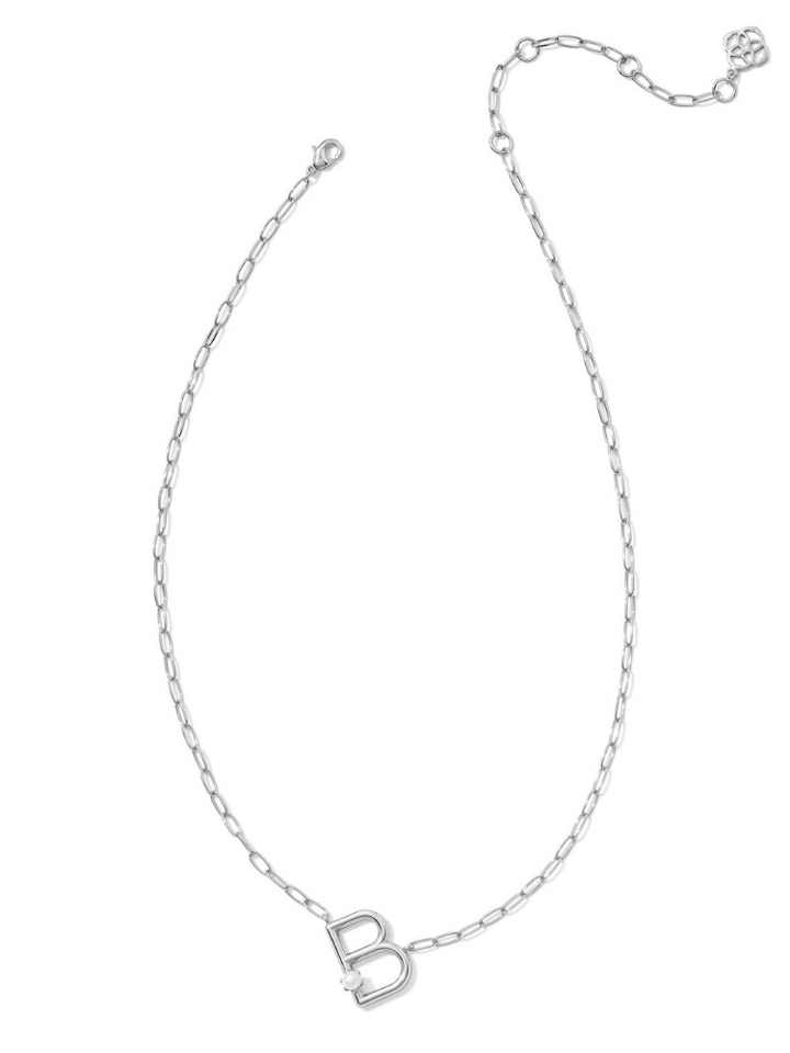 Kendra Scott Pearl Letter Necklace - Silver & Pearl