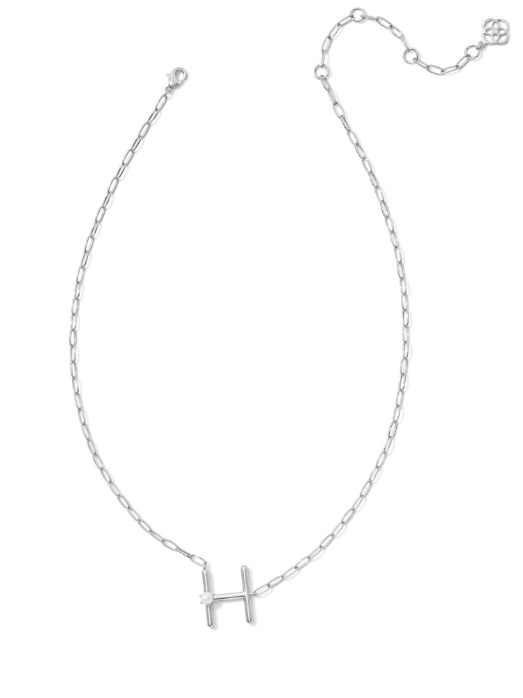 Kendra Scott Pearl Letter Necklace - Silver & Pearl