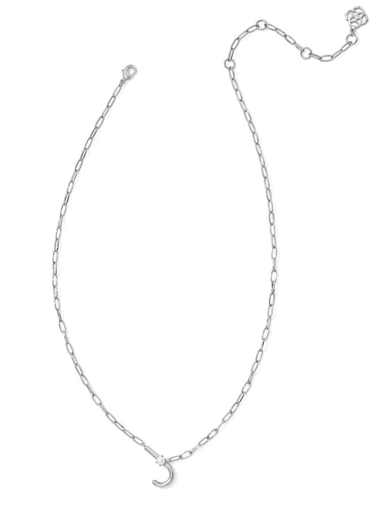 Kendra Scott Pearl Letter Necklace - Silver & Pearl