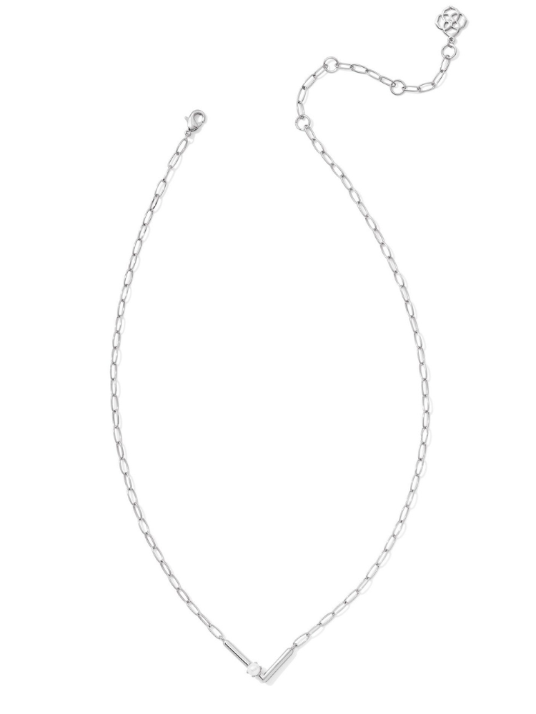 Kendra Scott Pearl Letter Necklace - Silver & Pearl