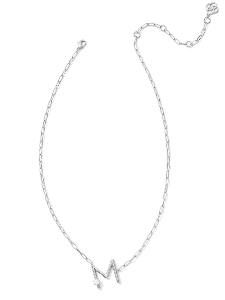 Kendra Scott Pearl Letter Necklace - Silver & Pearl