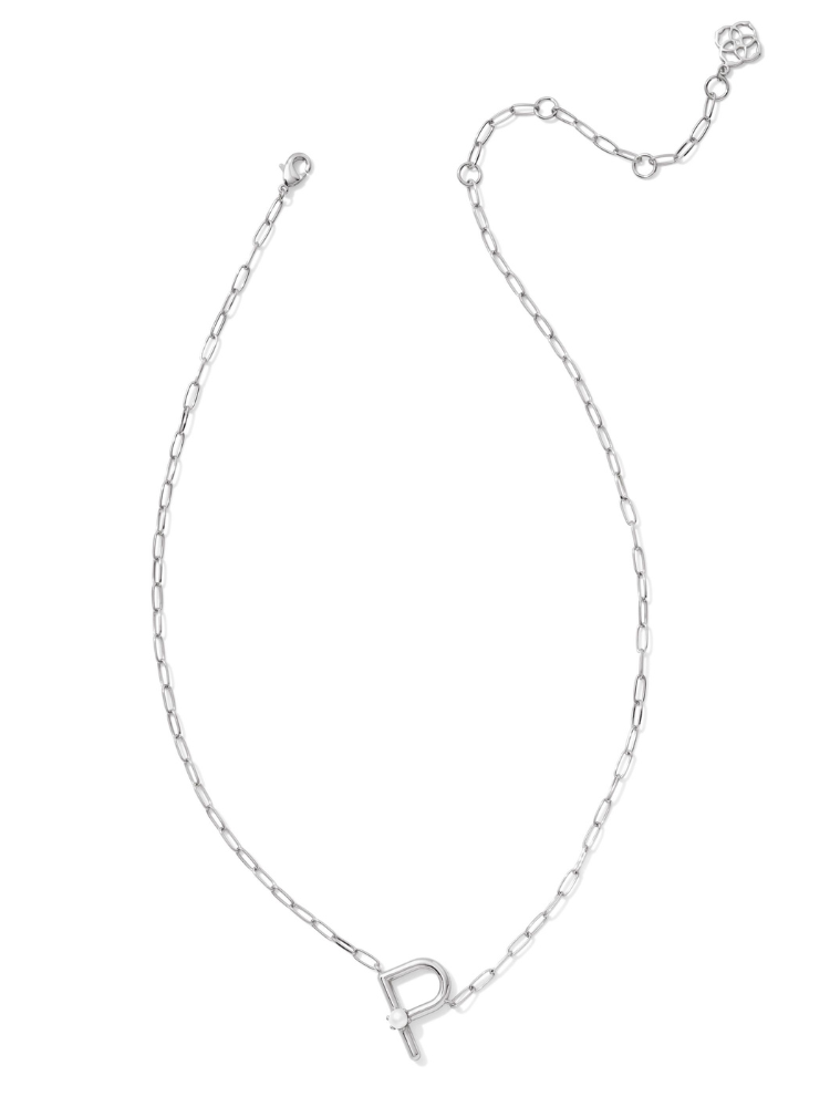 Kendra Scott Pearl Letter Necklace - Silver & Pearl