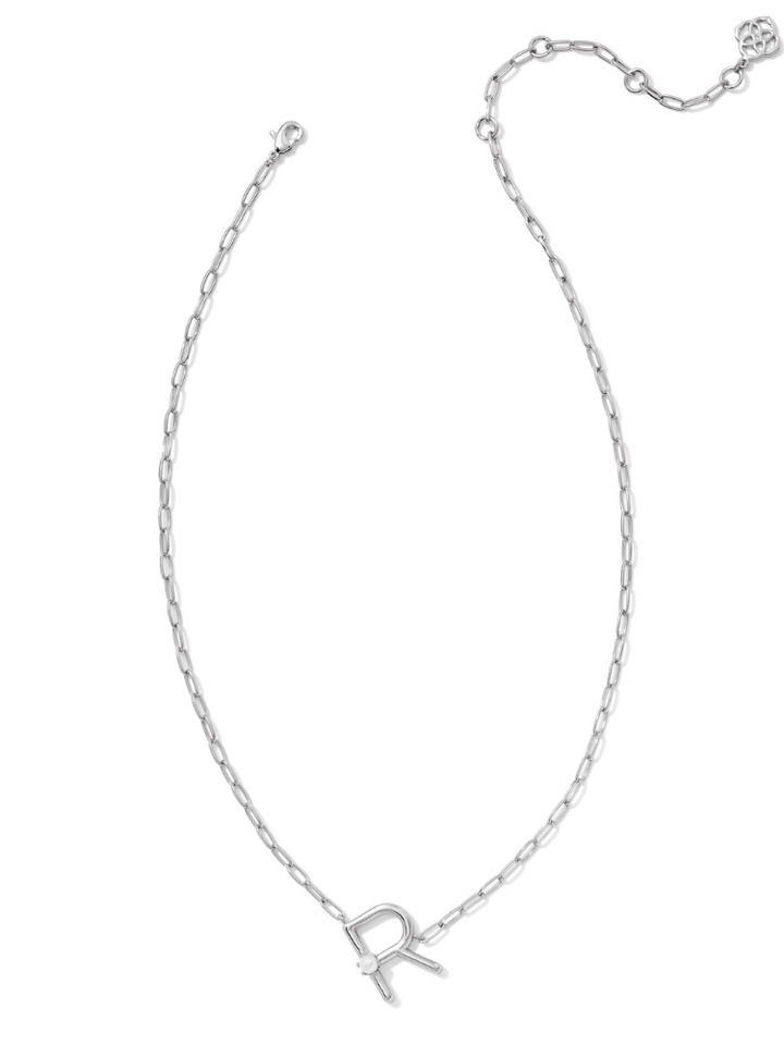 Kendra Scott Pearl Letter Necklace - Silver & Pearl