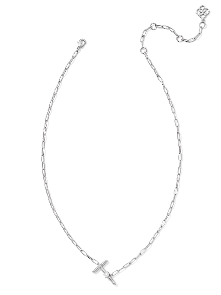 Kendra Scott Pearl Letter Necklace - Silver & Pearl