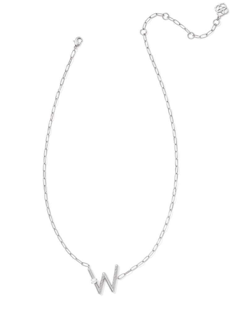 Kendra Scott Pearl Letter Necklace - Silver & Pearl