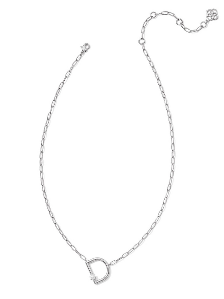 Kendra Scott Pearl Letter Necklace - Silver & Pearl