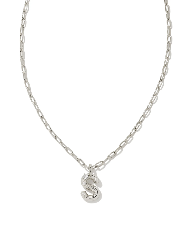 Kendra Scott Crystal Letter Pendant Silver Necklace – YellowHouse