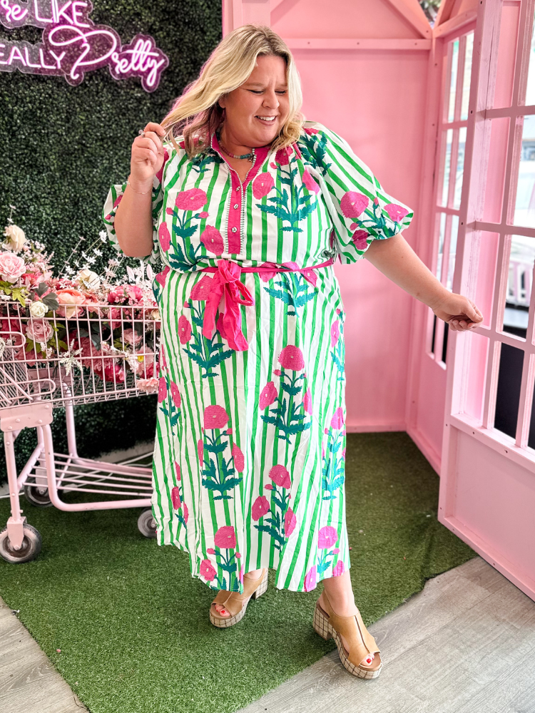 The Laurel Dress - Green Mix YellowHouse Market & Boutique The Laurel Dress - Green Mix YellowHouse Market & Boutique