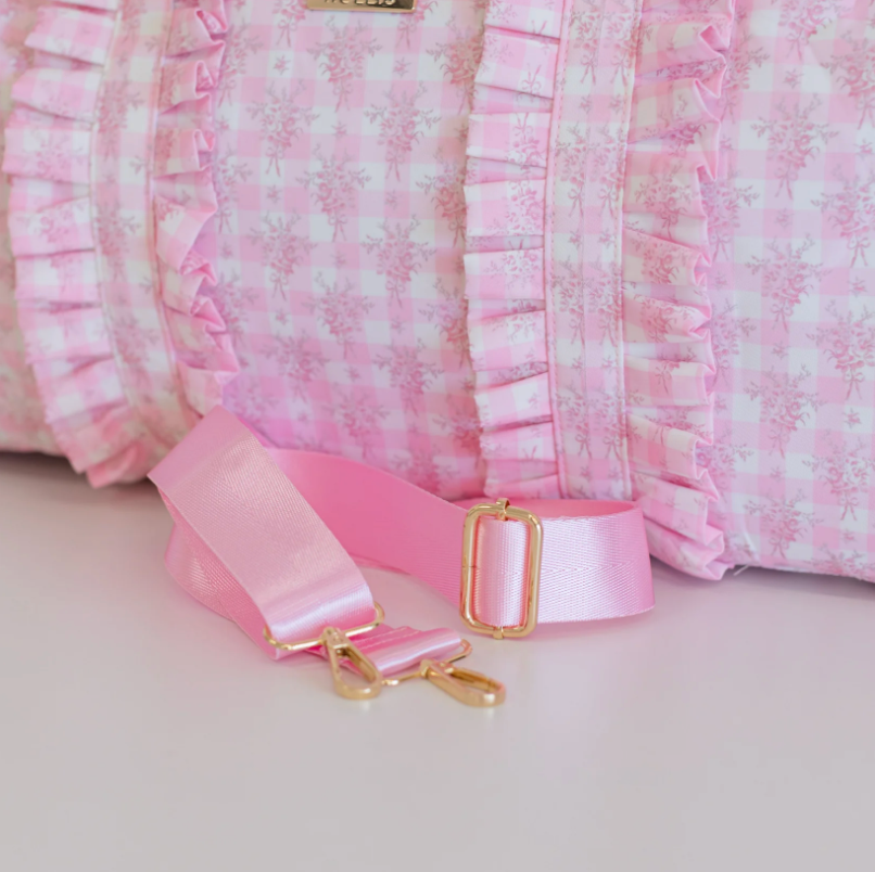 Hollis Ruffled Nylon Weekender - Blue Floral