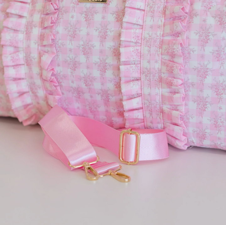 Hollis Ruffled Nylon Weekender - Blue Floral