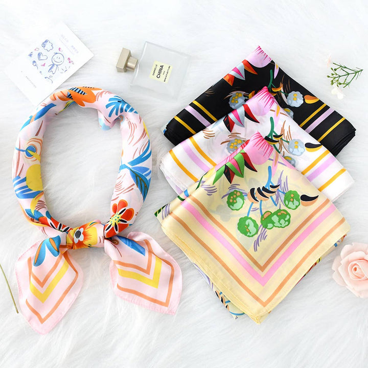 Floral Print  Scarf – Vintage Neck &amp; Head Wrap_CWASC1173