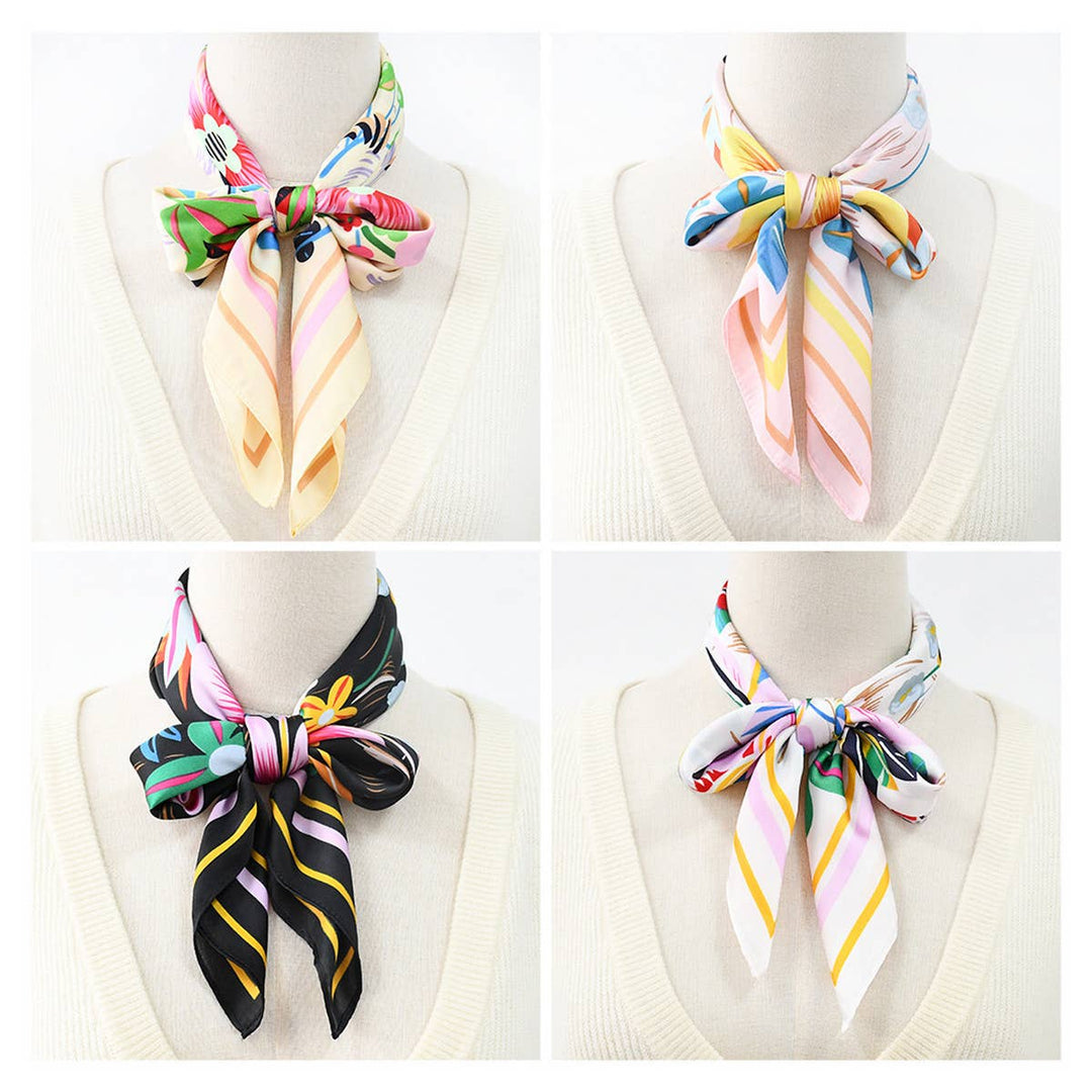 Floral Print  Scarf – Vintage Neck &amp; Head Wrap_CWASC1173