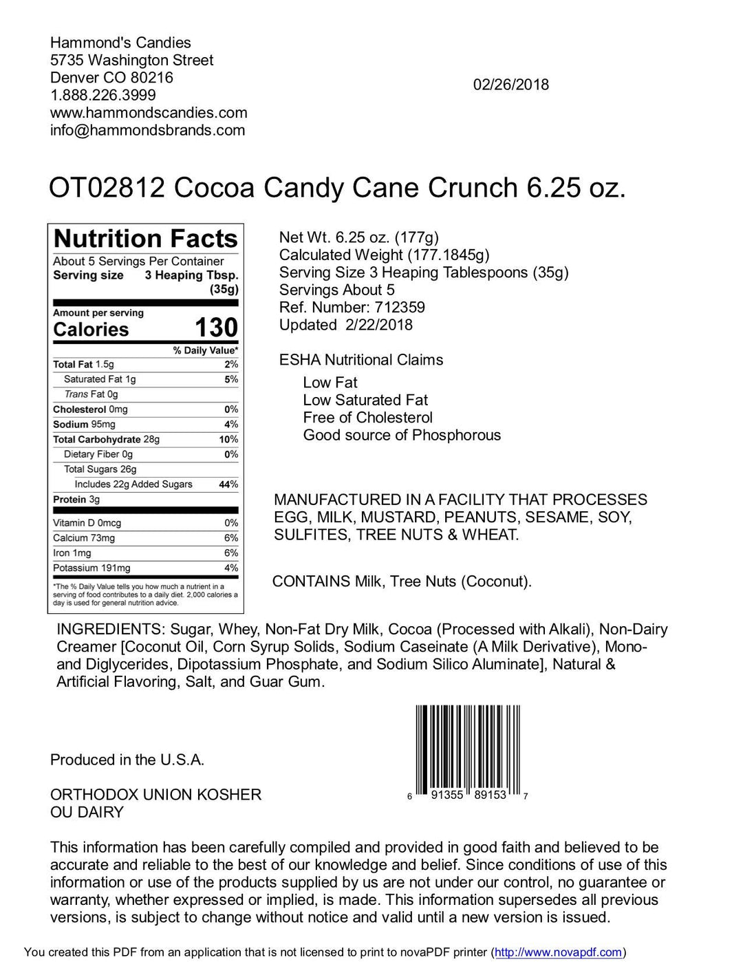 All-Natural Cocoa Mix - Candy Cane Crunch - 10 oz Tin