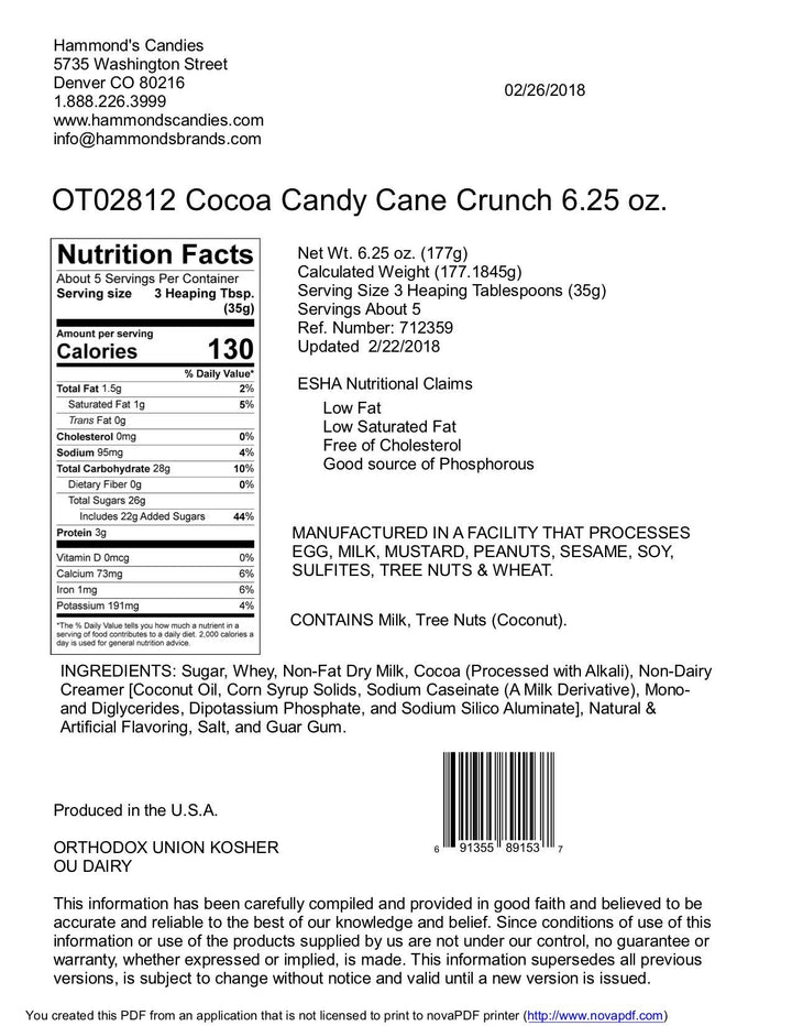 All-Natural Cocoa Mix - Candy Cane Crunch - 10 oz Tin