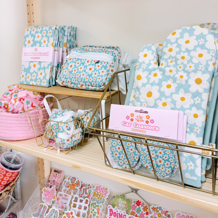 Car Cupholder Coasters - Blue Daisy