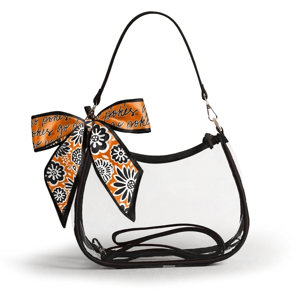 Oklahoma State Cowboys Sara Clear Purse with Skinny Scarf – Large Stadium Bag