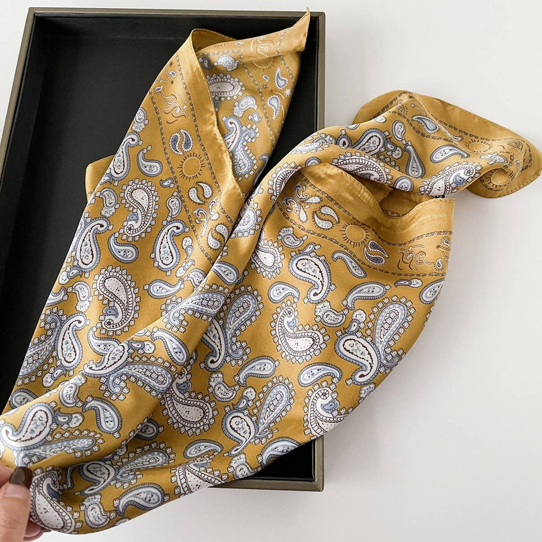 Paisley Satin Square Scarf – 70cm Neck &amp; Head _CWASC0825