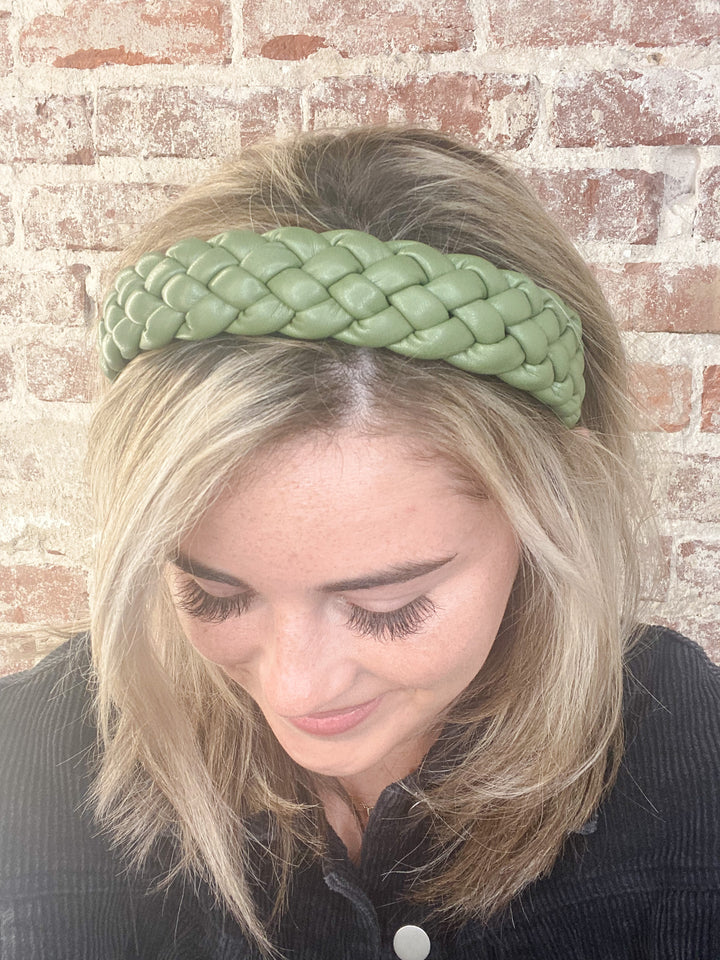 The Brandi Braided Headband - Olive Green