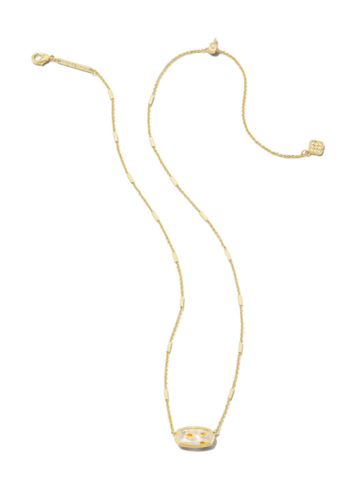Kendra Scott - Framed Gold Elisa Pendent Necklace in White Mosaic