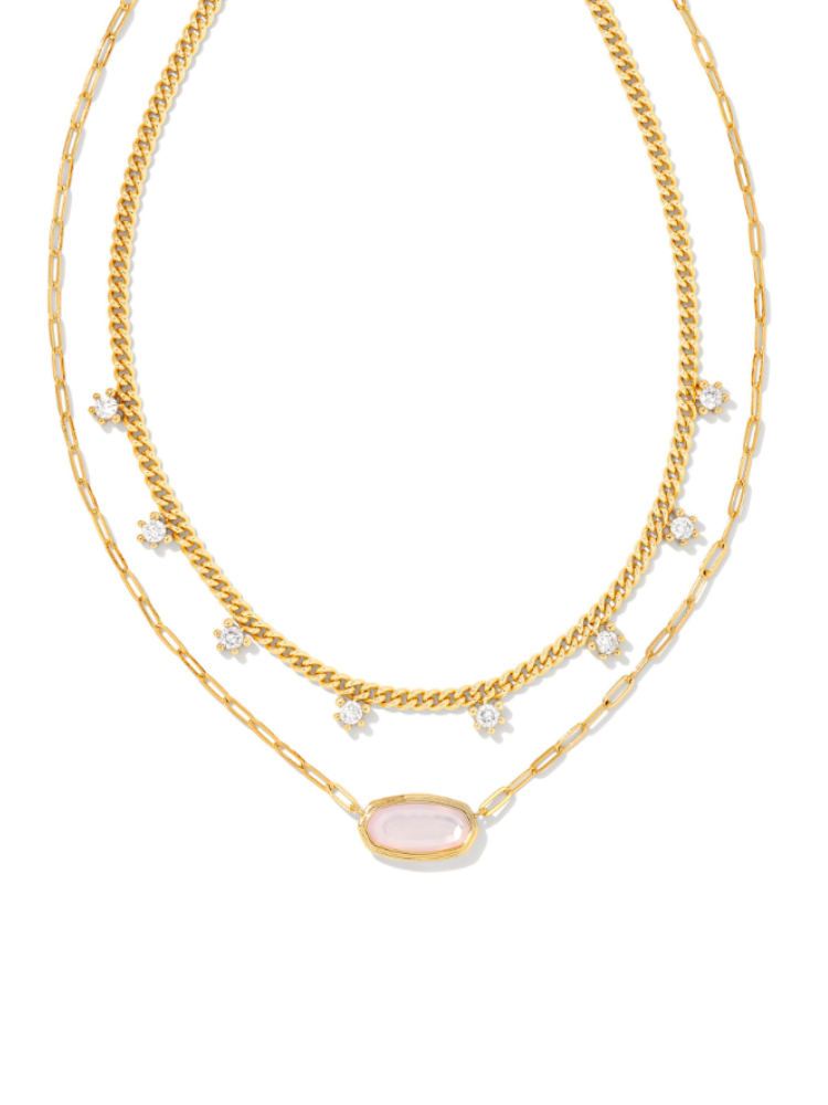 Kendra Scott - Framed Elisa Multi Strand Necklace in Gold Pink Opalite Illusion