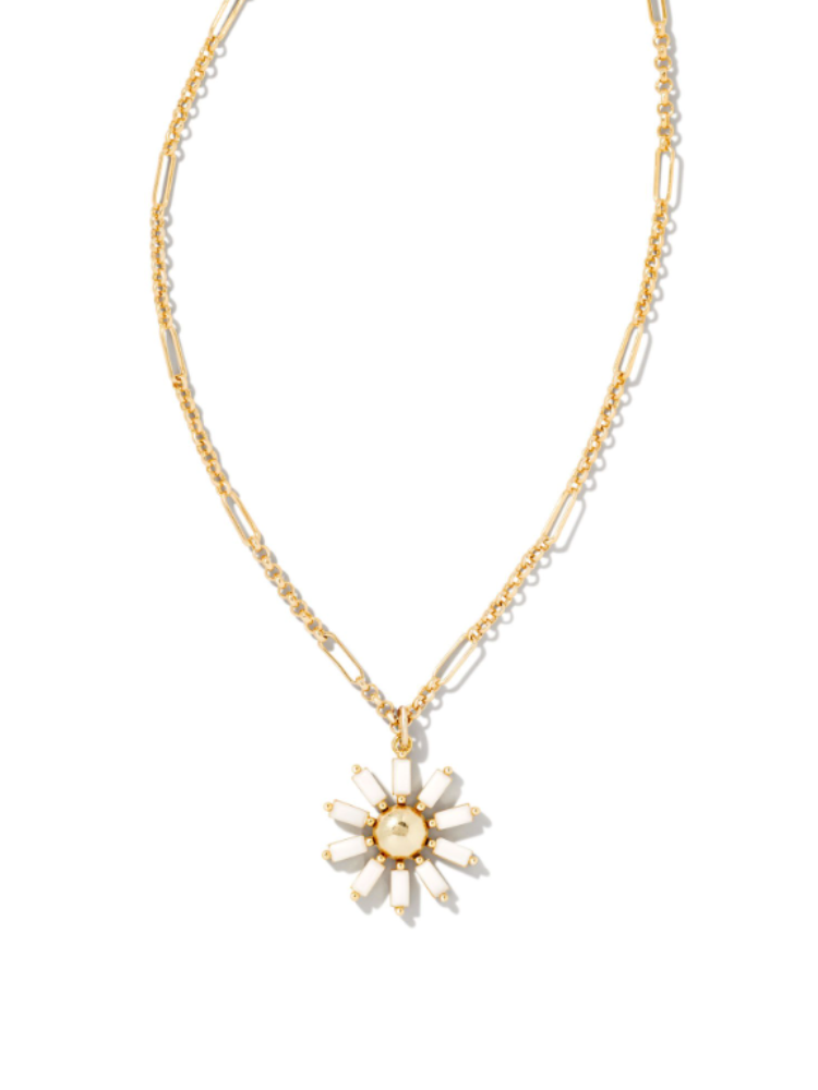 Kendra Scott - Madison Daisy Short Necklace in Gold White Opaque Glass