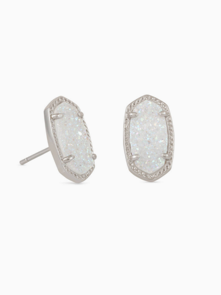 Kendra Scott- Ellie Earrings in Silver Iridescent Drusy