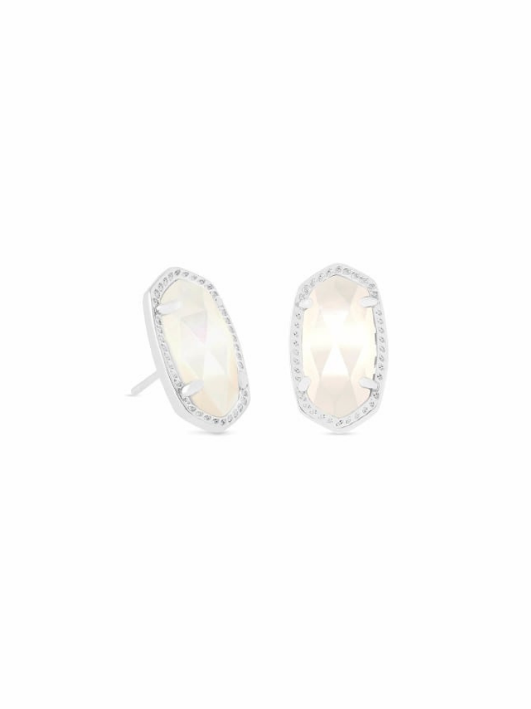 Kendra Scott - Ellie Silver Stud Earrings In Ivory Mother of Pearl