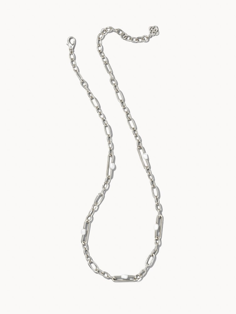 Kendra Scott: Lindsay Chain Necklace in Silver White Pearl