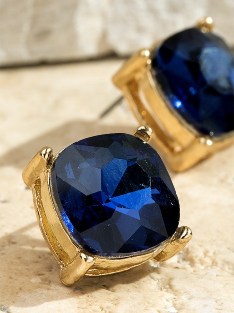 Royal Blue Glass Stud Earrings