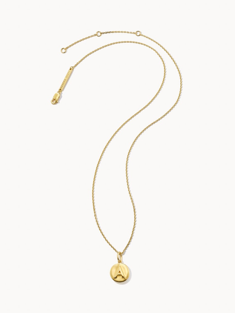 Kendra Scott: Letter A Coin Charm Necklace in 18K Gold Vermeil