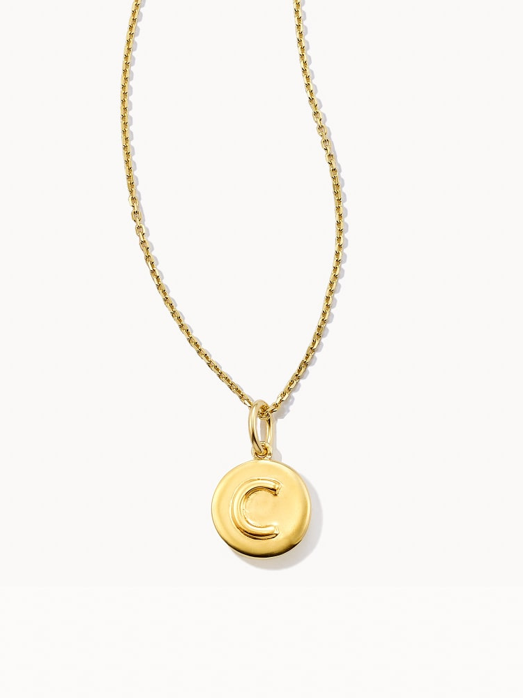 Kendra Scott: Letter C Coin Charm Necklace in 18K Gold Vermeil