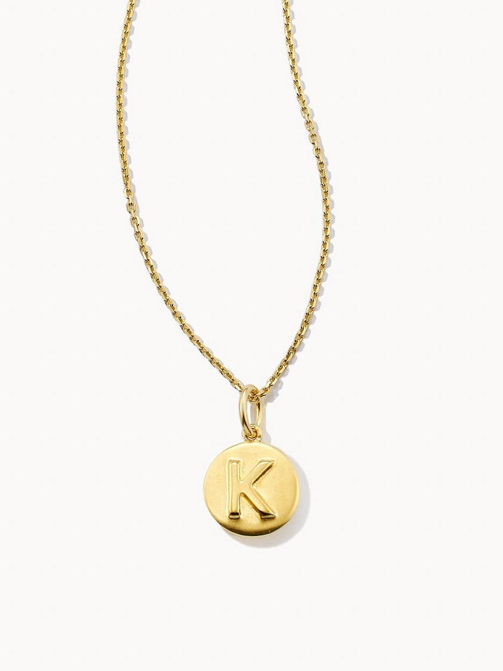 Kendra Scott: Letter K Coin Charm Necklace in 18K Gold Vermeil