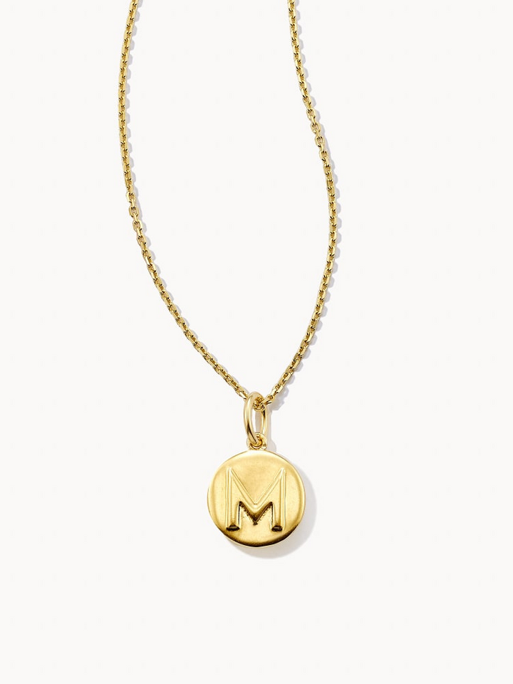 Kendra Scott: Letter M Coin Charm Necklace in 18K Gold Vermeil