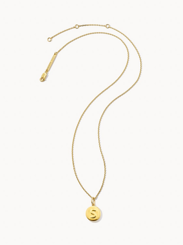 Kendra Scott: Letter S Coin Charm Necklace in 18K Gold Vermeil