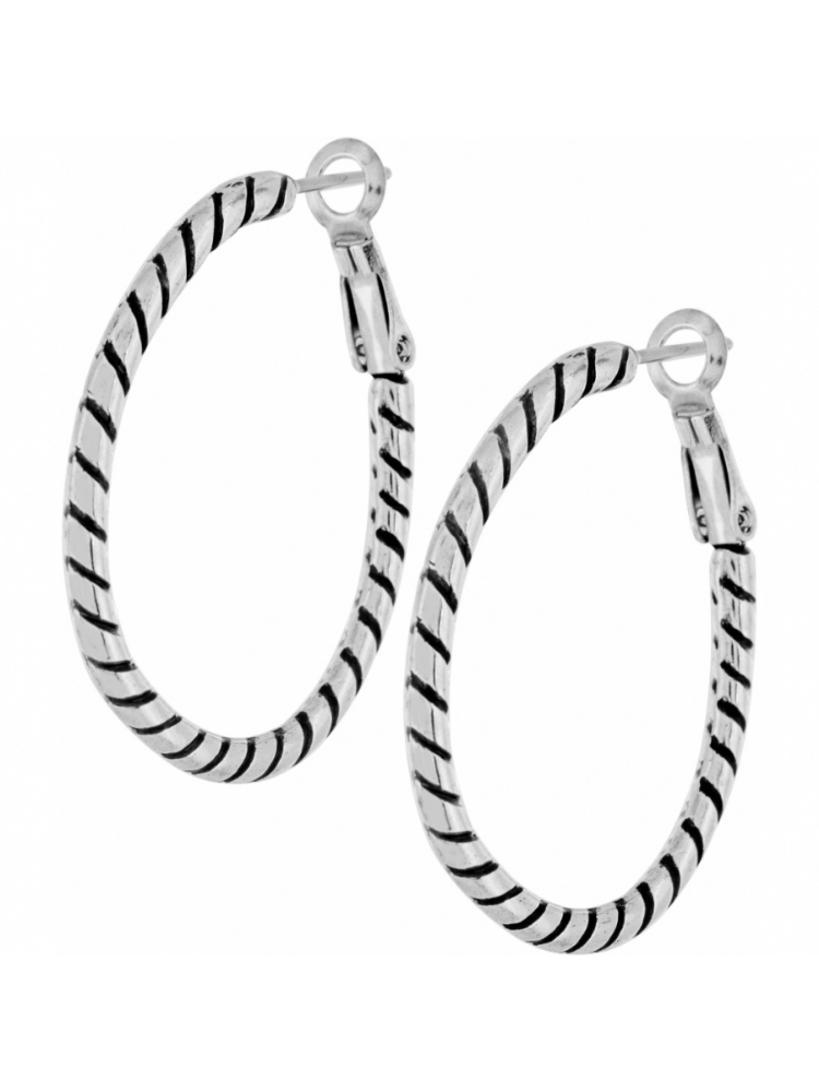 Brighton: Silver Twist Oval Hoop Charm Earrings