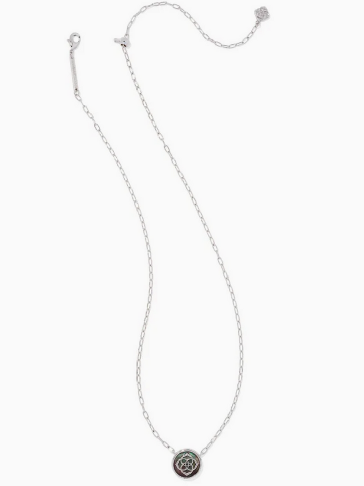 Kendra Scott - Stamped Dira Rhodium Pendant Necklace Black Mother of Pearl